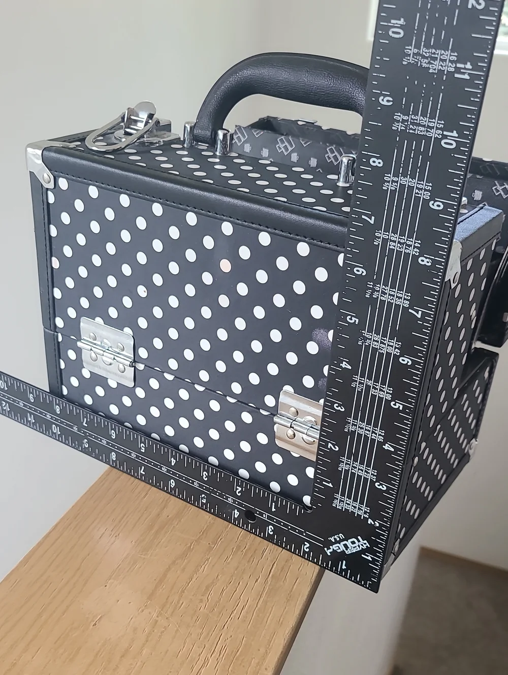 Caboodles 4 Tray Train Case Black and White Polka Dot Makeup Case